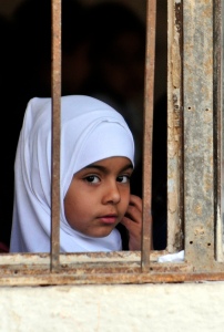 Iraqi girl at window